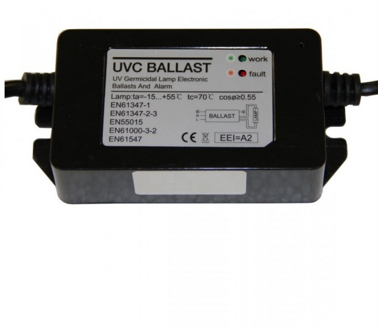 Balast electronic cu impamantare pentru lampi UVC 6-55W cu mufa 4 pini